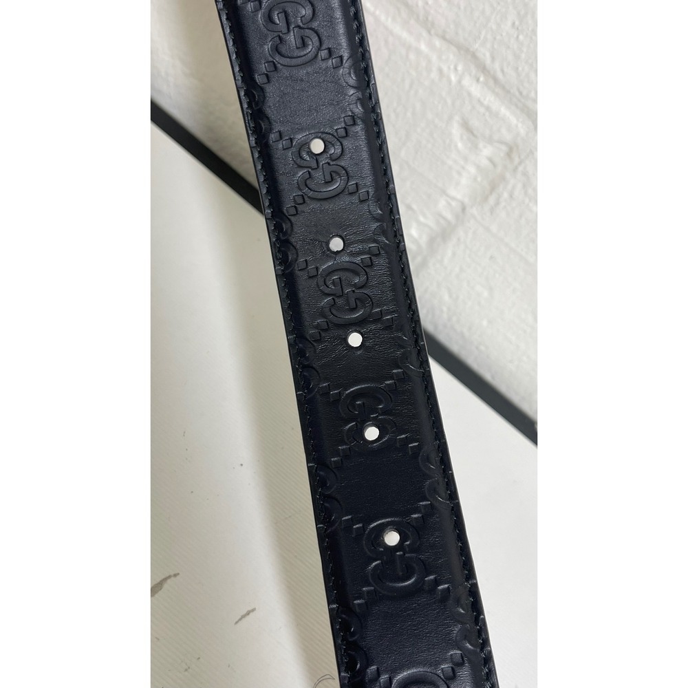 Gucci Signature GG Black Leather Adjustable Belt 403941 CWC0N Men's Size 100-40 - Picture 7 of 16